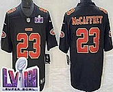 Men's San Francisco 49ers #23 Christian McCaffrey Limited Black Fashion LVIII Super Bowl Vapor Jersey Dzhi,baseball caps,new era cap wholesale,wholesale hats